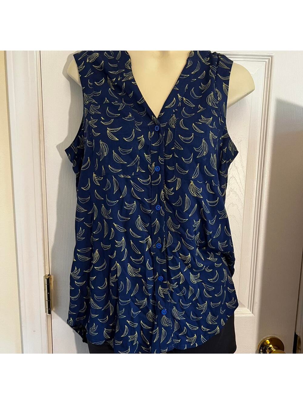 Maeve for anthropologie navy blue with bananas